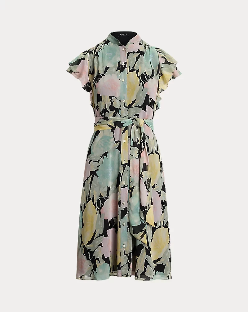 Floral Belted Georgette Shirtdress