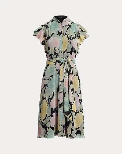 Floral Belted Georgette Shirtdress
