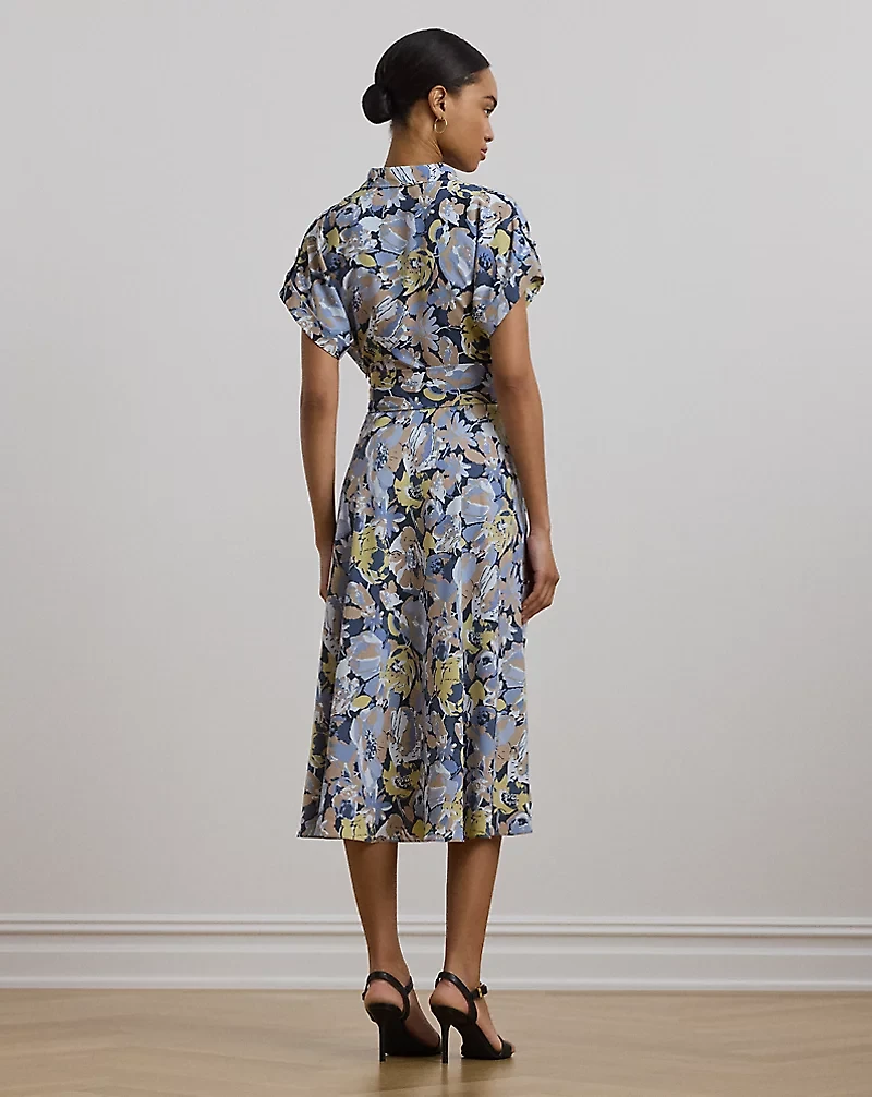 Floral Belted Crepe Dress