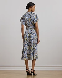 Floral Belted Crepe Dress