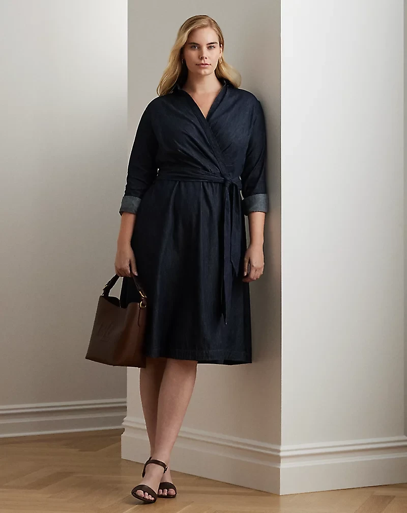 Denim Long-Sleeve Midi Dress