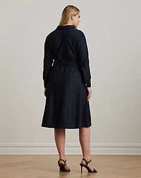 Denim Long-Sleeve Midi Dress