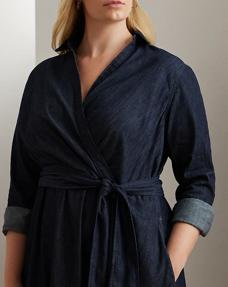 Denim Long-Sleeve Midi Dress