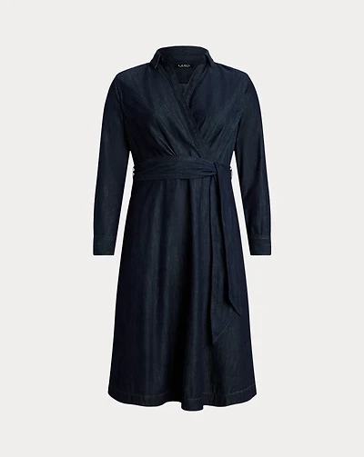 Denim Long-Sleeve Midi Dress