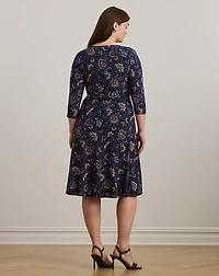 Floral Surplice Stretch Jersey Dress