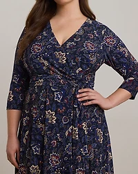 Floral Surplice Stretch Jersey Dress