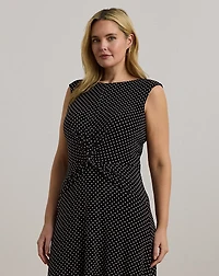 Polka-Dot Twist-Front Jersey Dress