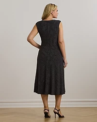 Polka-Dot Twist-Front Jersey Dress