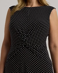 Polka-Dot Twist-Front Jersey Dress