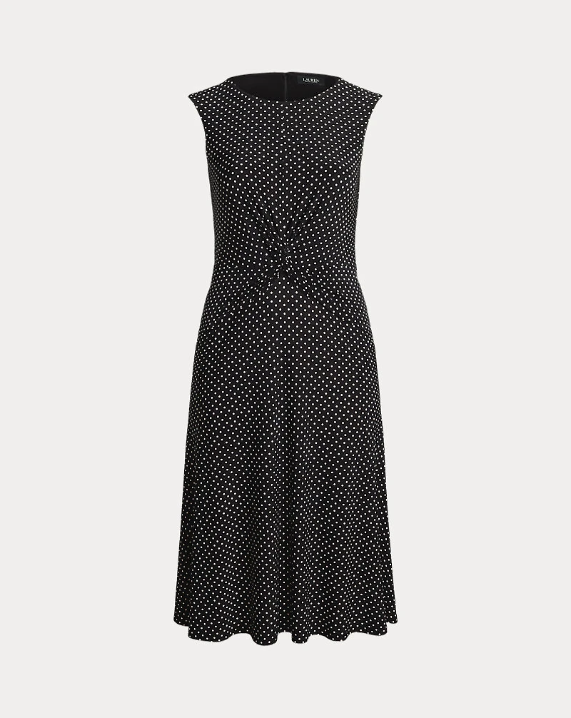 Polka-Dot Twist-Front Jersey Dress
