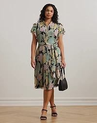 Floral Belted Georgette Shirtdress