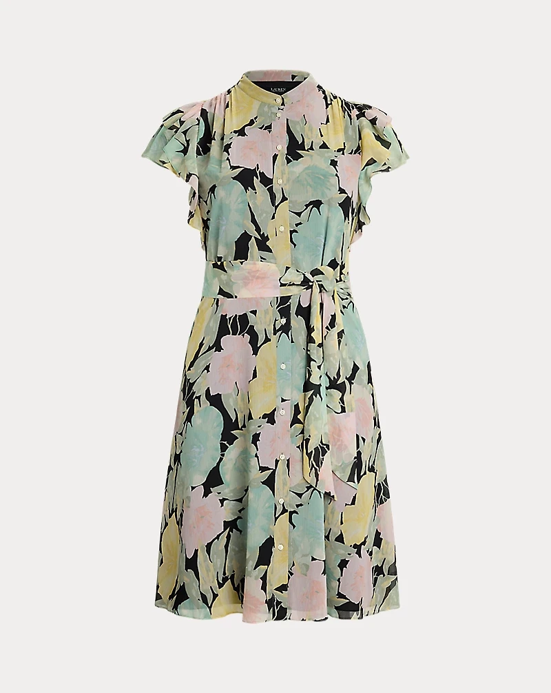 Floral Belted Georgette Shirtdress