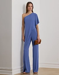 Cape Georgette One-Shoulder Jumpsuit