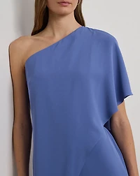 Cape Georgette One-Shoulder Jumpsuit