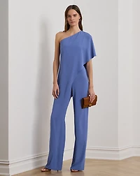 Cape Georgette One-Shoulder Jumpsuit