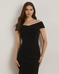 Crepe Off-the-Shoulder Cocktail Dress