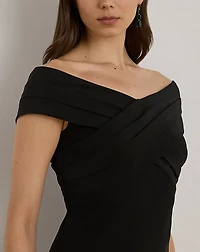 Crepe Off-the-Shoulder Cocktail Dress