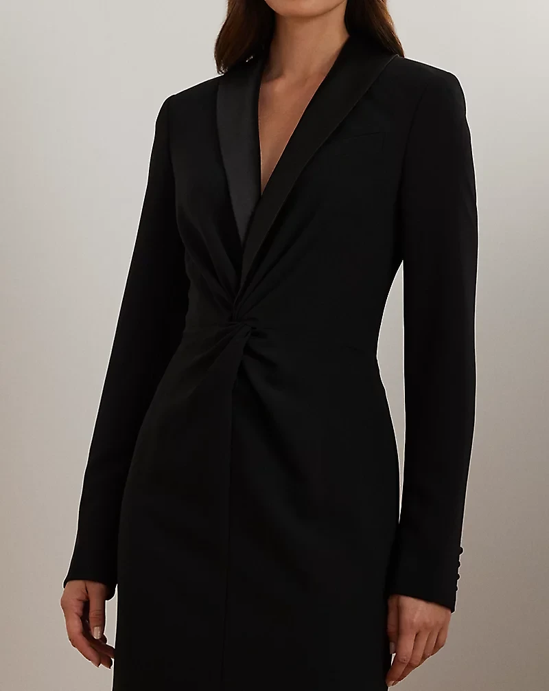 Satin-Trim Crepe Cocktail Dress