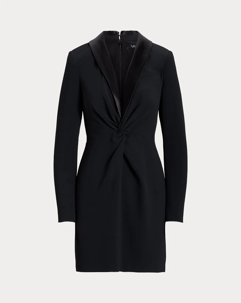 Satin-Trim Crepe Cocktail Dress