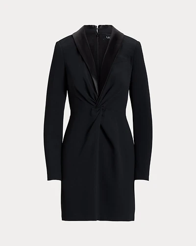 Satin-Trim Crepe Cocktail Dress