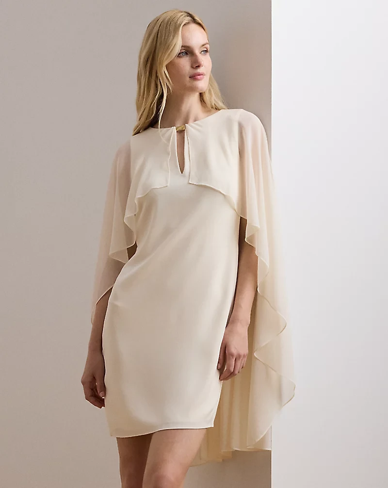 Cape Georgette Cocktail Dress