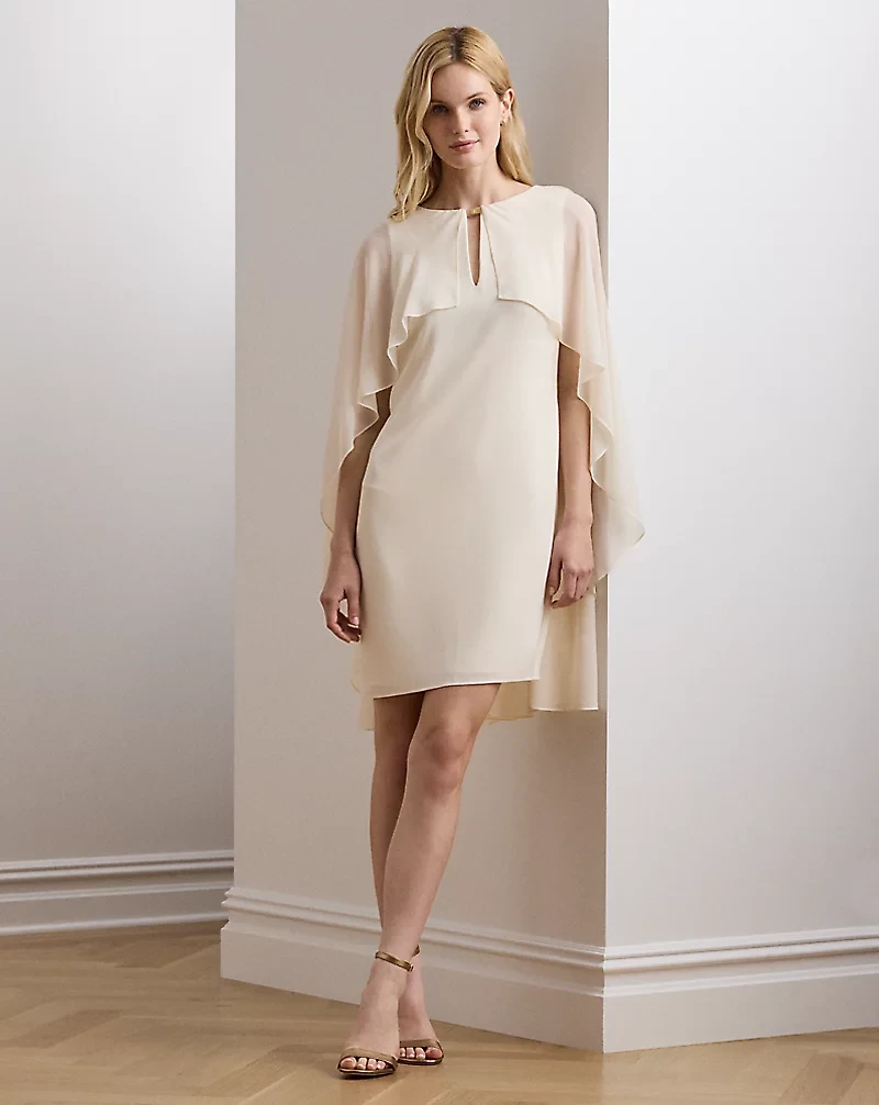 Cape Georgette Cocktail Dress