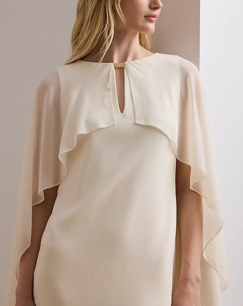Cape Georgette Cocktail Dress