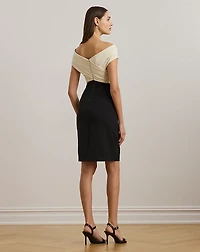Two-Tone Off-the-Shoulder Cocktail Dress