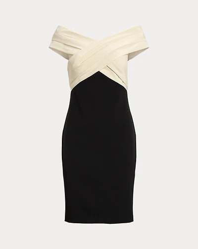 Two-Tone Off-the-Shoulder Cocktail Dress