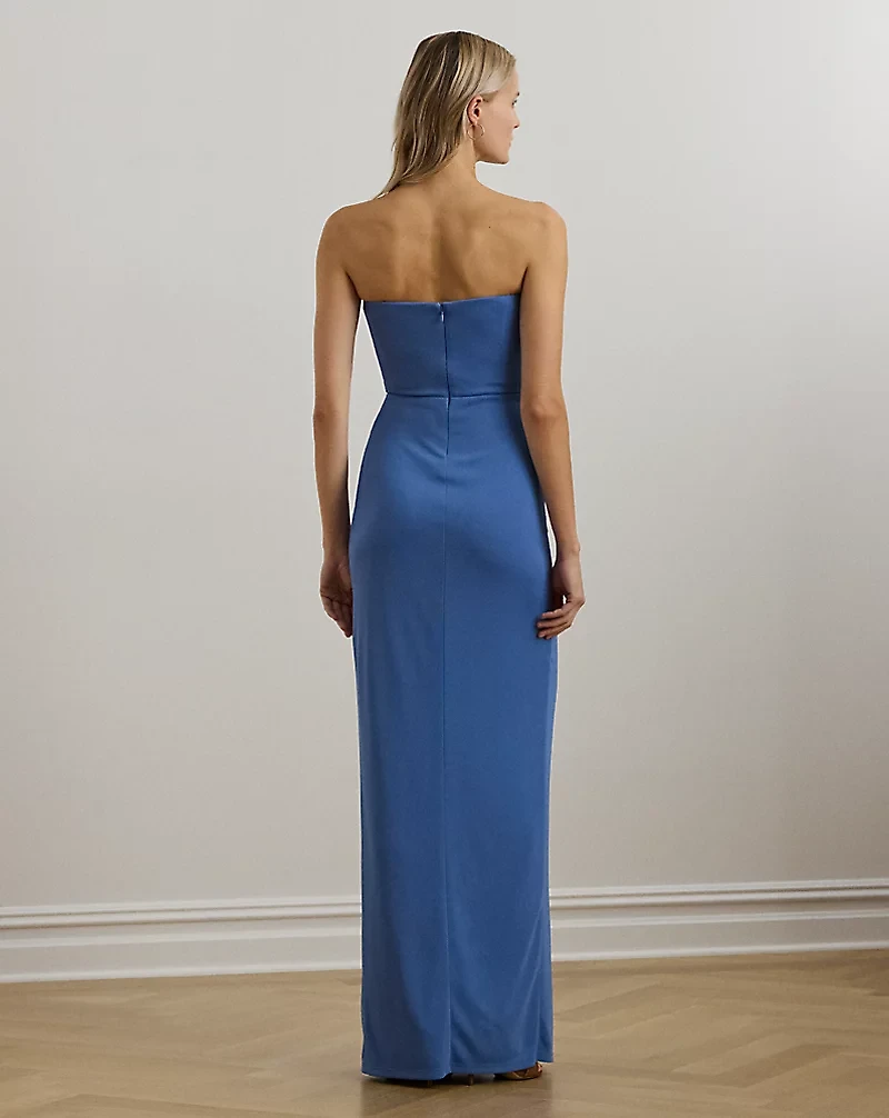 Pleated Jersey Strapless Gown