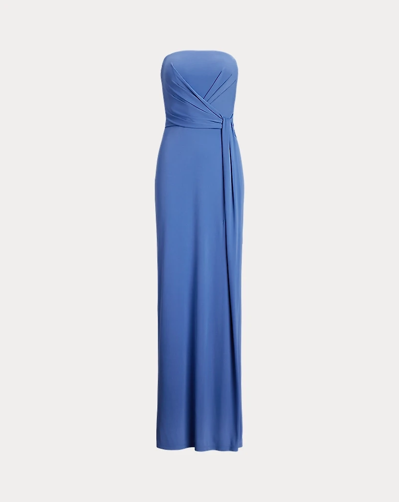 Pleated Jersey Strapless Gown
