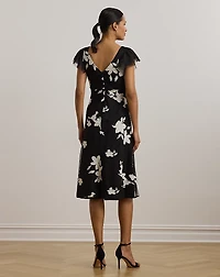 Floral-Appliqué Tulle Cocktail Dress