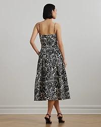Floral Belted Faille Cocktail Dress
