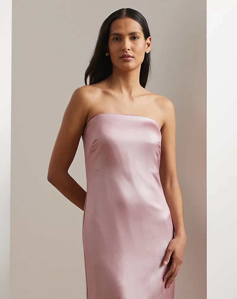 Foiled Charmeuse Strapless Gown