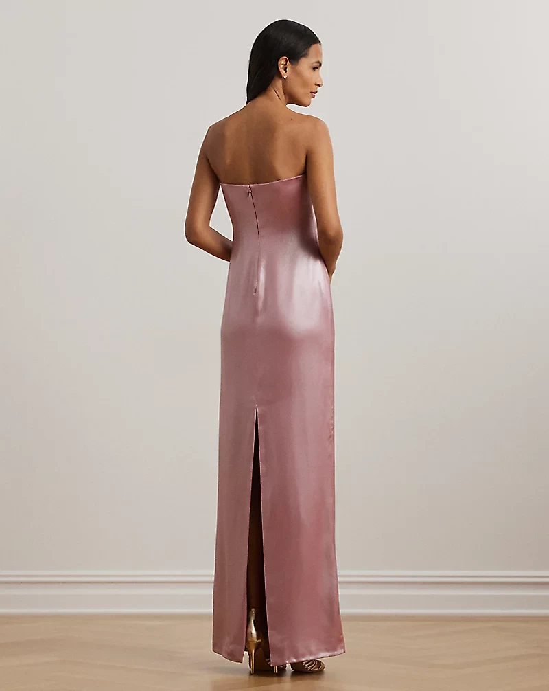 Foiled Charmeuse Strapless Gown