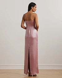 Foiled Charmeuse Strapless Gown
