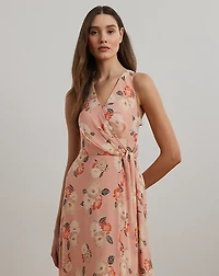 Floral Ruffle-Trim Georgette Gown