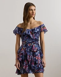 Print Off-the-Shoulder Cocktail Dress