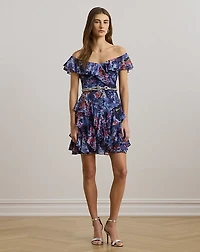 Print Off-the-Shoulder Cocktail Dress