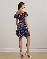 Print Off-the-Shoulder Cocktail Dress