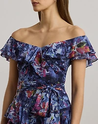 Print Off-the-Shoulder Cocktail Dress