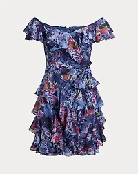 Print Off-the-Shoulder Cocktail Dress