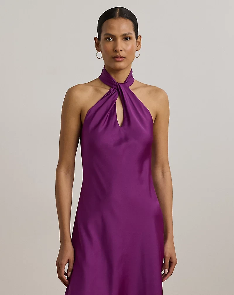 Charmeuse Halter Cocktail Dress