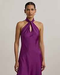Charmeuse Halter Cocktail Dress