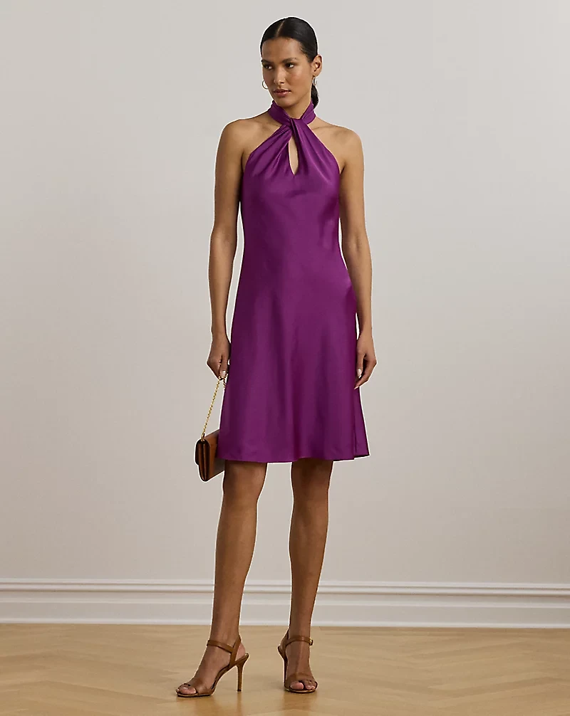 Charmeuse Halter Cocktail Dress