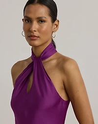 Charmeuse Halter Cocktail Dress