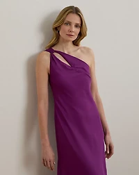 Cutout Charmeuse One-Shoulder Gown