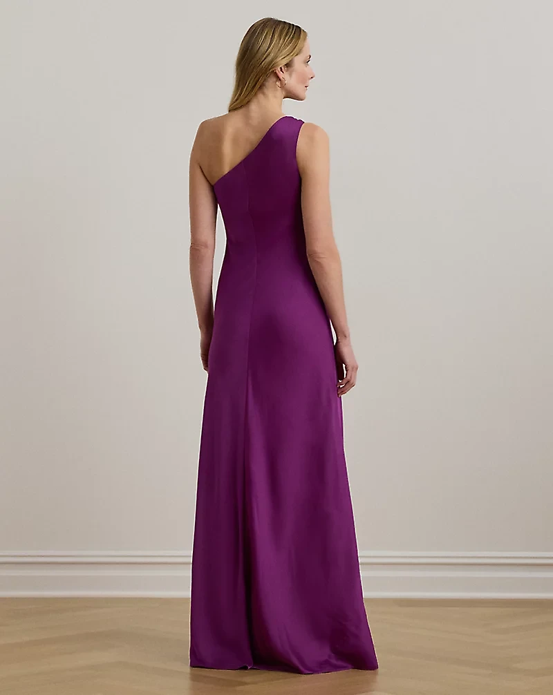Cutout Charmeuse One-Shoulder Gown