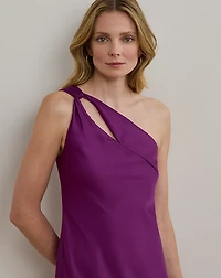 Cutout Charmeuse One-Shoulder Gown