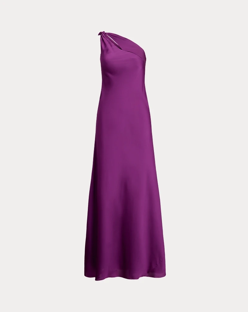 Cutout Charmeuse One-Shoulder Gown